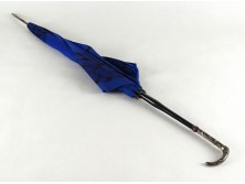 Régi ezüst nyelű kék esernyő sétabot 86 cm