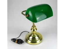 Réztalpas működő zöld banklámpa 35 cm