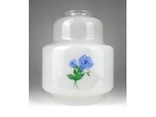 Régi nagyméretű tejfehér virágdíszes üveg lámpabura