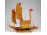 Régi díszes kisméretű háromárbócos bambusz hajómakett 17 cm