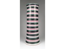 Nagyméretű rózsaszín csíkos retro kerámia váza díszváza 30 cm