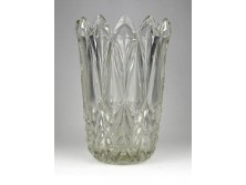 Jelzett cseh art deco vastagfalú üveg váza díszváza