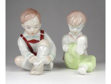 Jelzett Aquincumi porcelán fiú - lány figura pár