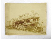Antik vasút gőzös fotó lokomotív fotográfia 12 x 15.5 cm