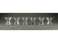 Régi art deco talpas csiszolt üveg stampedlis pohár készlet 6 darab