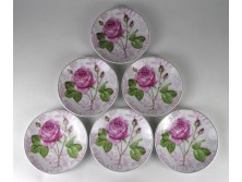 Jelzett rózsás porcelán tányér készlet 6 darab