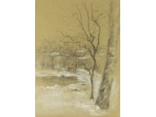 XX. századi festő : Téli erdőrészlet