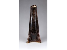 Barna mázas madár alakú kerámia váza pingvin forma 25 cm