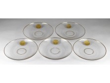 Aranyozott madaras üveg tányér készlet 5 darab