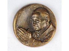 II. János Pál Pápa jelzett kerámia plakett falidísz 11.5 cm