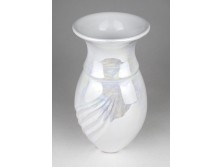 Mid century irizáló mázas csavart testű kerámia váza 18.5 cm 