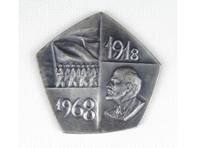 Jelzett MSZMP propaganda kitüntetés Lenin bronzplakett 1968