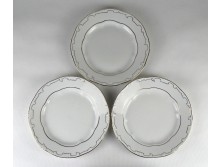 Aranyozott Zsolnay porcelán süteményes tányér készlet pótlásnak 3 darab 