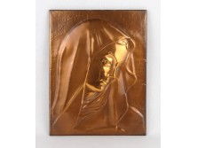 Régi Szűz Mária bronzírozott plakett 25.5 x 19.5 cm