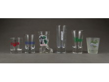 Régi vegyes reklám márkás röviditalos üveg pohárkészlet 6 darab