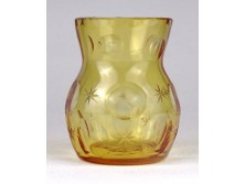 Színezett borostyánsárga kristály váza ibolyaváza 6.5 cm