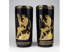 Aranyozott görög porcelán pohár vagy kupa pár Apolló - Poszeidón 15.5 cm