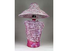 Iparművészeti rózsaszín kerámia lámpa 55 cm