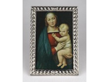 Régi Mária gyermekével kép fém keretben 15 x 10.5 cm