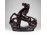 Régi barna mázas ágaskodó kerámia ló szobor 25 cm