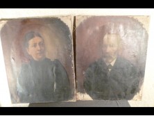 Régi biedermeier olajvászon portré pár