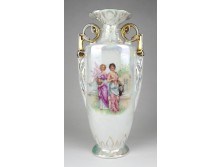 Régi nagyméretű irizáló cseh porcelán Victoria váza 30 cm