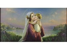 Mária gyermekével színes keretezett vallási nyomat