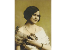 Régi keretezett női portré fotográfia 37 x 29 cm
