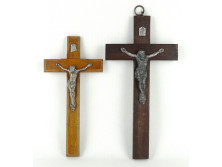 Antik fa kereszt feszület Jézussal 2 darab