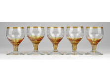Régi kisméretű üveg stampedlis pohár készlet 5 darab