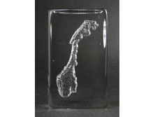 Norvégia domborzata művészi üveg levélnehezék 13 cm 1kg
