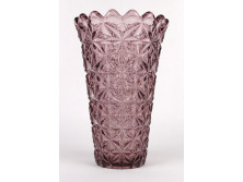 Mid century mályva színű üveg váza 20 cm