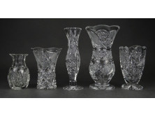 Hibátlan kisméretű kristály váza gyűjtemény 5 darab
