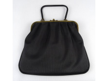 Régi rézcsatos fekete színű ridikül női kézi táska