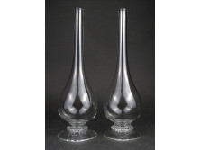 Hibátlan talpas üveg váza szálváza pár 24 cm