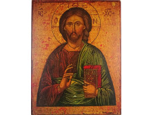 XVI. századi ikon másolat - nyomat fa táblán 36 x 28 cm