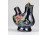Régi ónmázas kézzel festett fekete kerámia madársíp