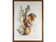 Feuille d'études Pour Violin keretezett hegedű nyomat 1992