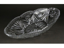 Nagyméretű csónak alakú kristály asztalközép kínáló tál 32.5 cm