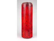 Retro piros színű kerámia váza hengerváza 27 cm