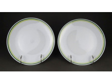 Retro zöld szegélyes Zsolnay porcelán süteményes tányér 2 pár 20.5 cm
