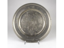Régi nagyméretű fém tányér 26.5 cm