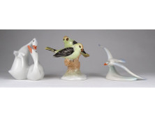 Régi Hollóházi - Aquincum - Kőbányai porcelán madár figura 3 darab