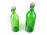 Régi nagyméretű zöld csatos üveg párban KRISTÁLY