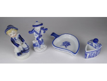 Kék-fehér porcelán dísztárgy csomag 4 darab