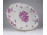 Régi rózsaszín virág mintás sérült Herendi porcelán kínáló tál tálca 25 x 32 cm