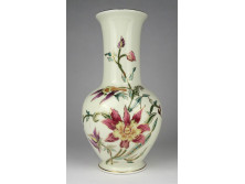 Gyönyörű vajszínű Zsolnay porcelán virágos váza 26 cm