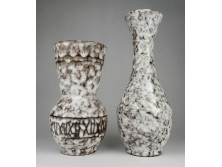 Retro fehér mázas kerámia váza pár
