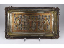 Régi fáraó díszes egyiptomi tálca falidísz 19 x 32 cm
