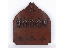 Bőrdíszműves fali kulcstartó 25 x 22.5 cm